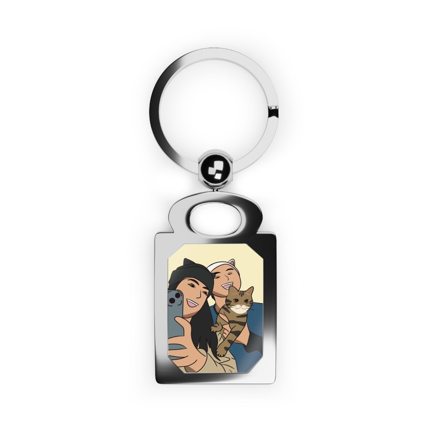 Personalized Rectangle Photo Keyring - Custom Keepsake for Pet Lovers and Friends